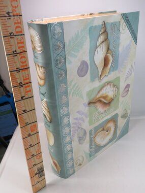 Punch Studio Sea Shell Faux Book Box 13" turquoise silver magnetic closure